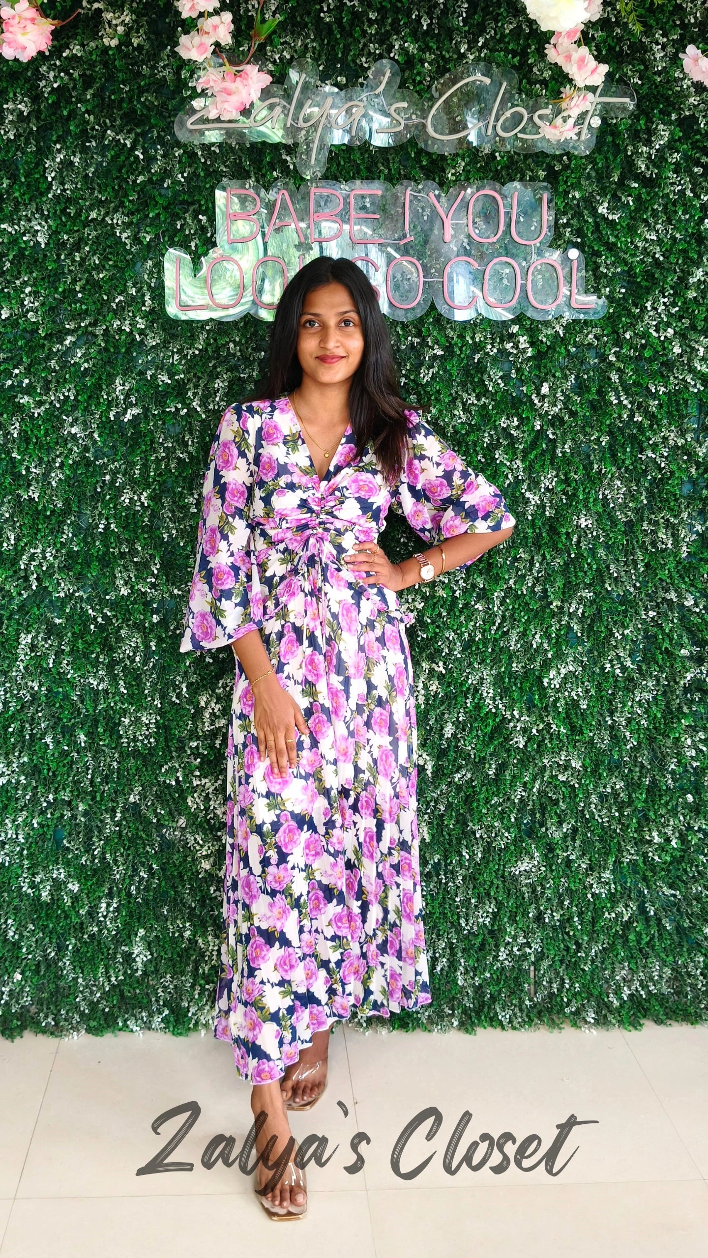 Full Length Floral Printed Dress image 15