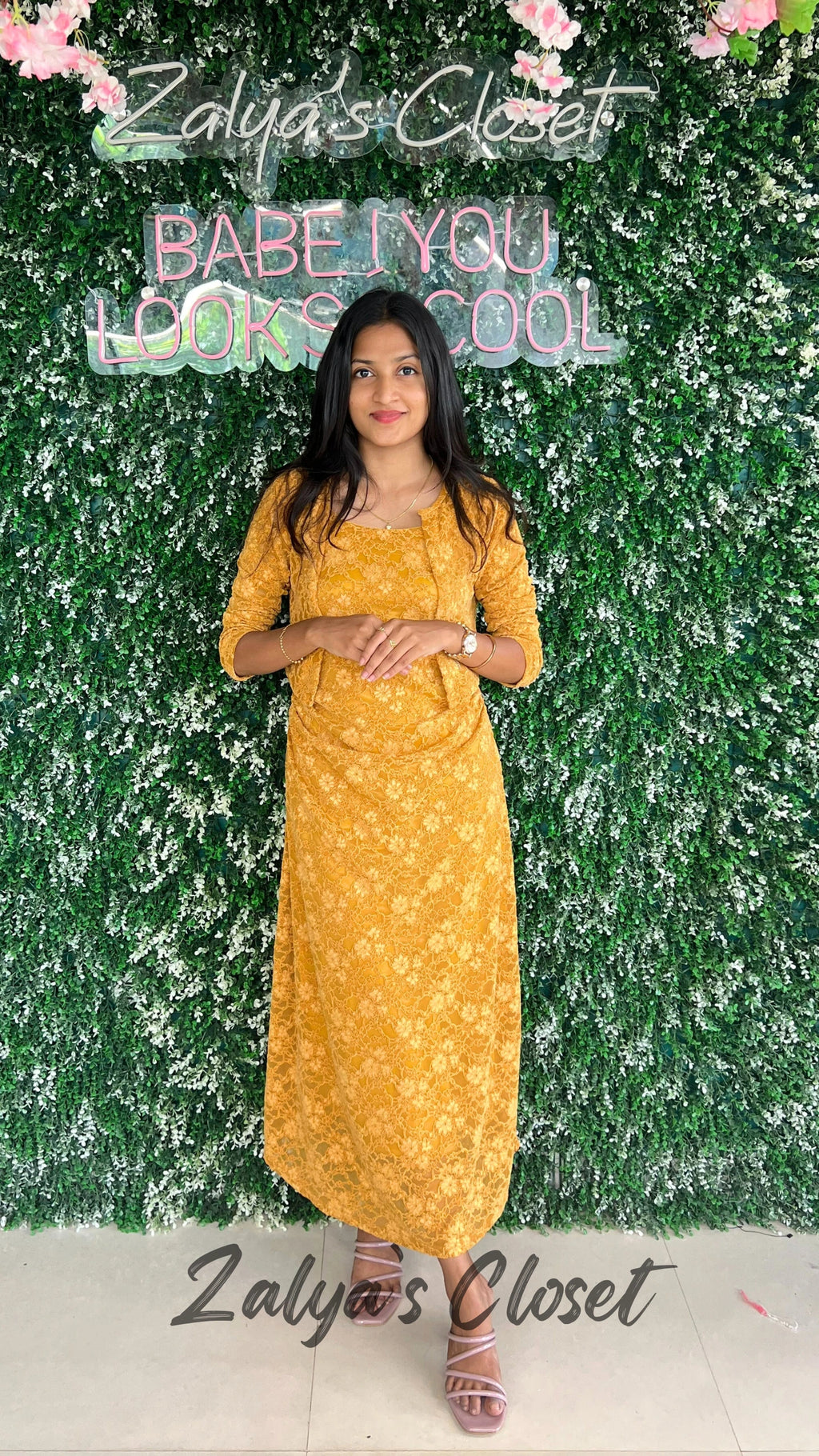 Imported Lace Design Slip Dress with Shrug image 0