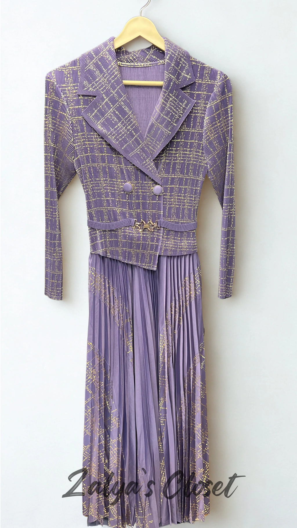 Imported Foil Printed with attached belt Magic Dress image 18