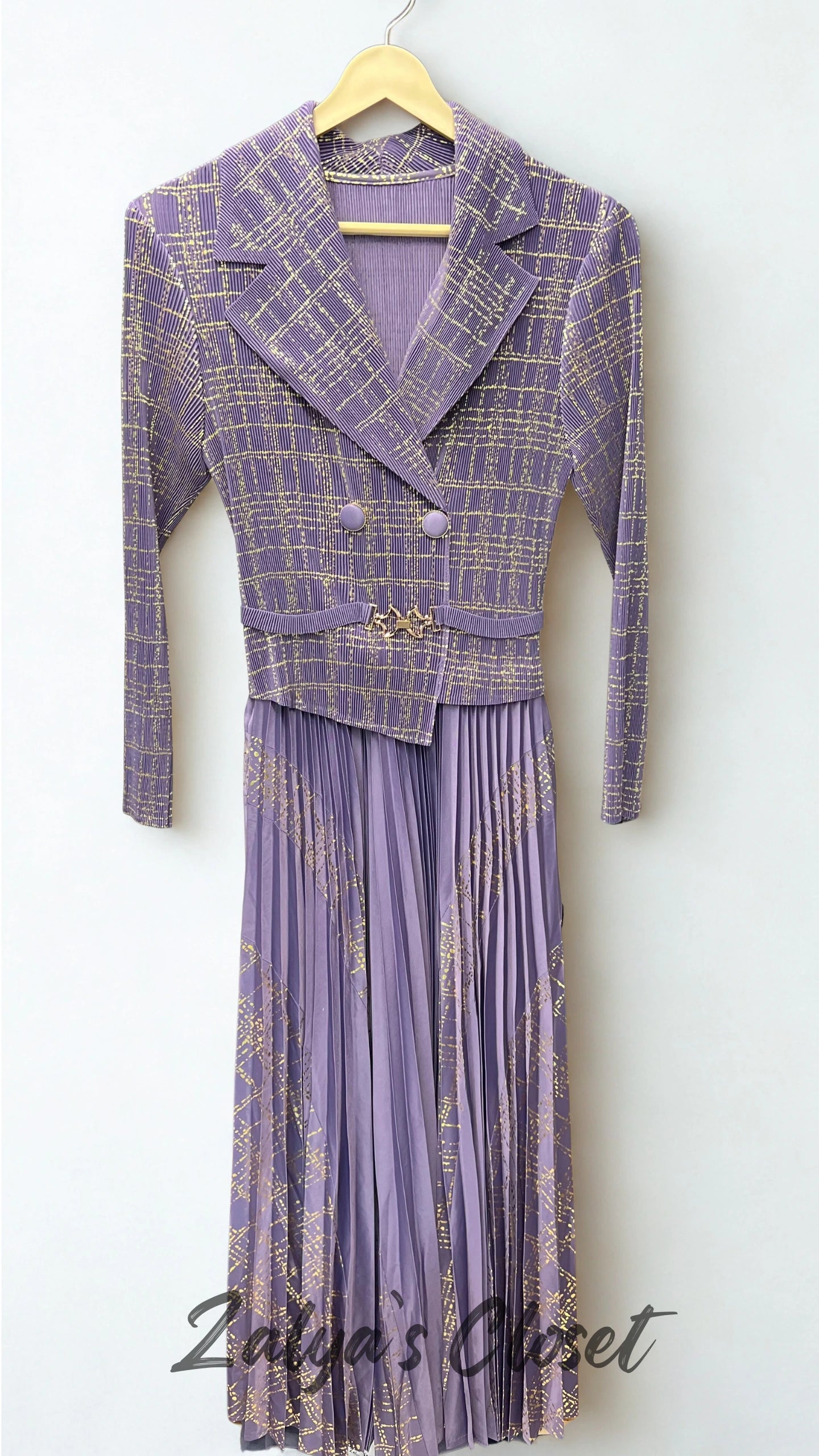 Imported Foil Printed with attached belt Magic Dress image 18