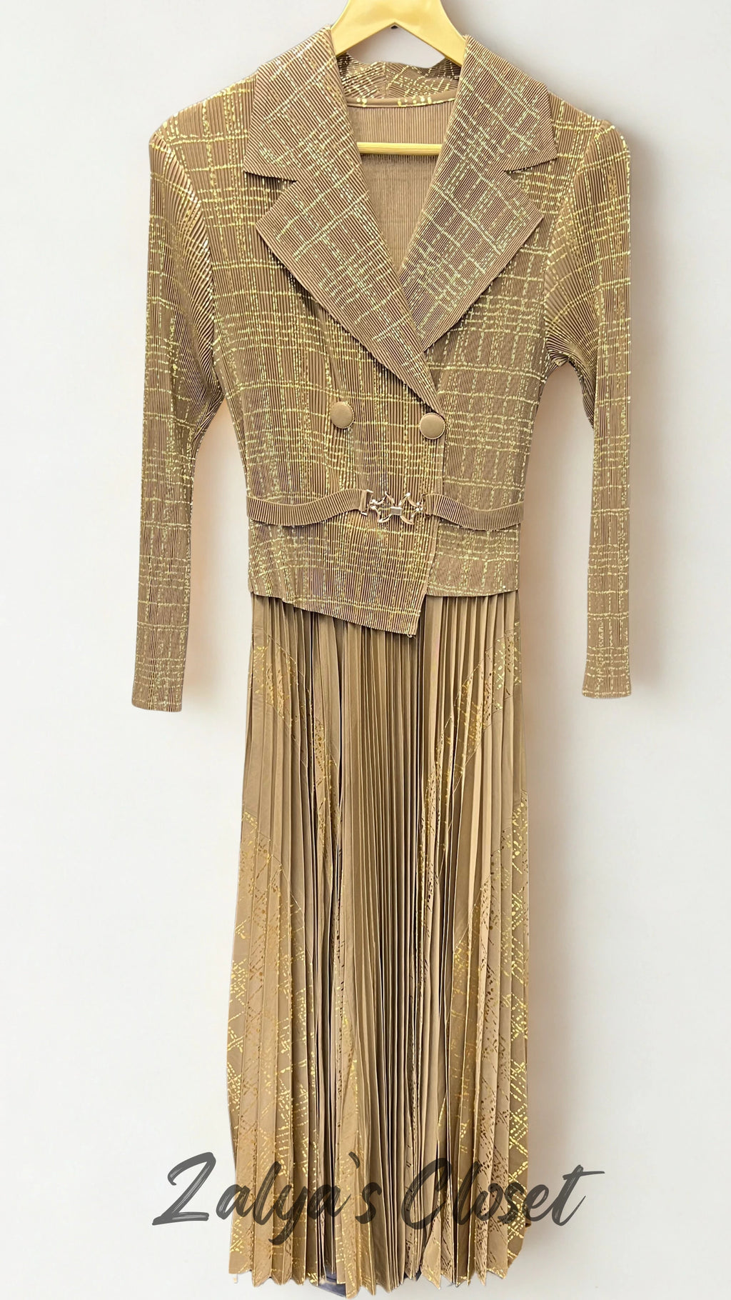 Imported Foil Printed with attached belt Magic Dress image 12