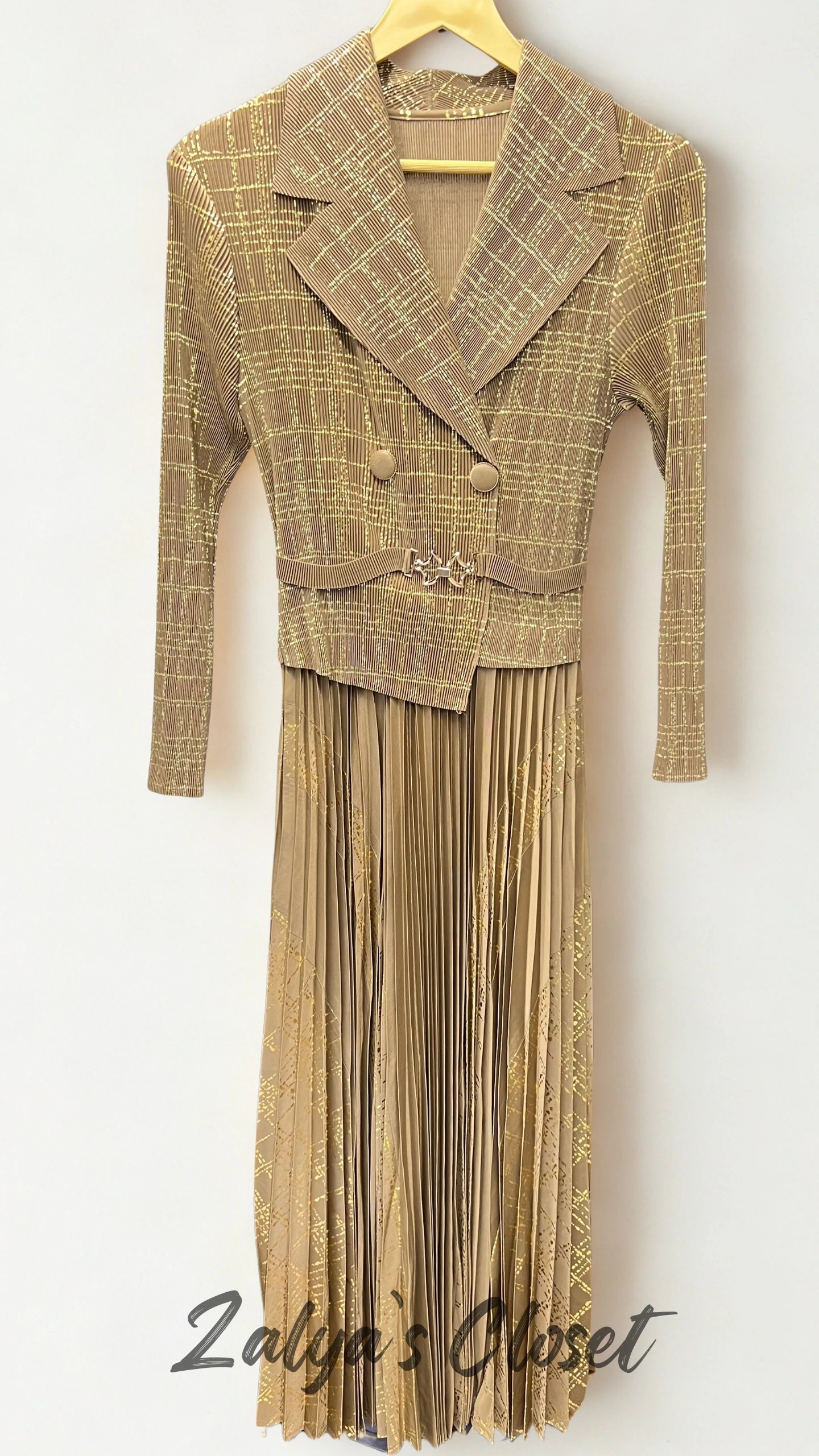 Imported Foil Printed with attached belt Magic Dress image 12