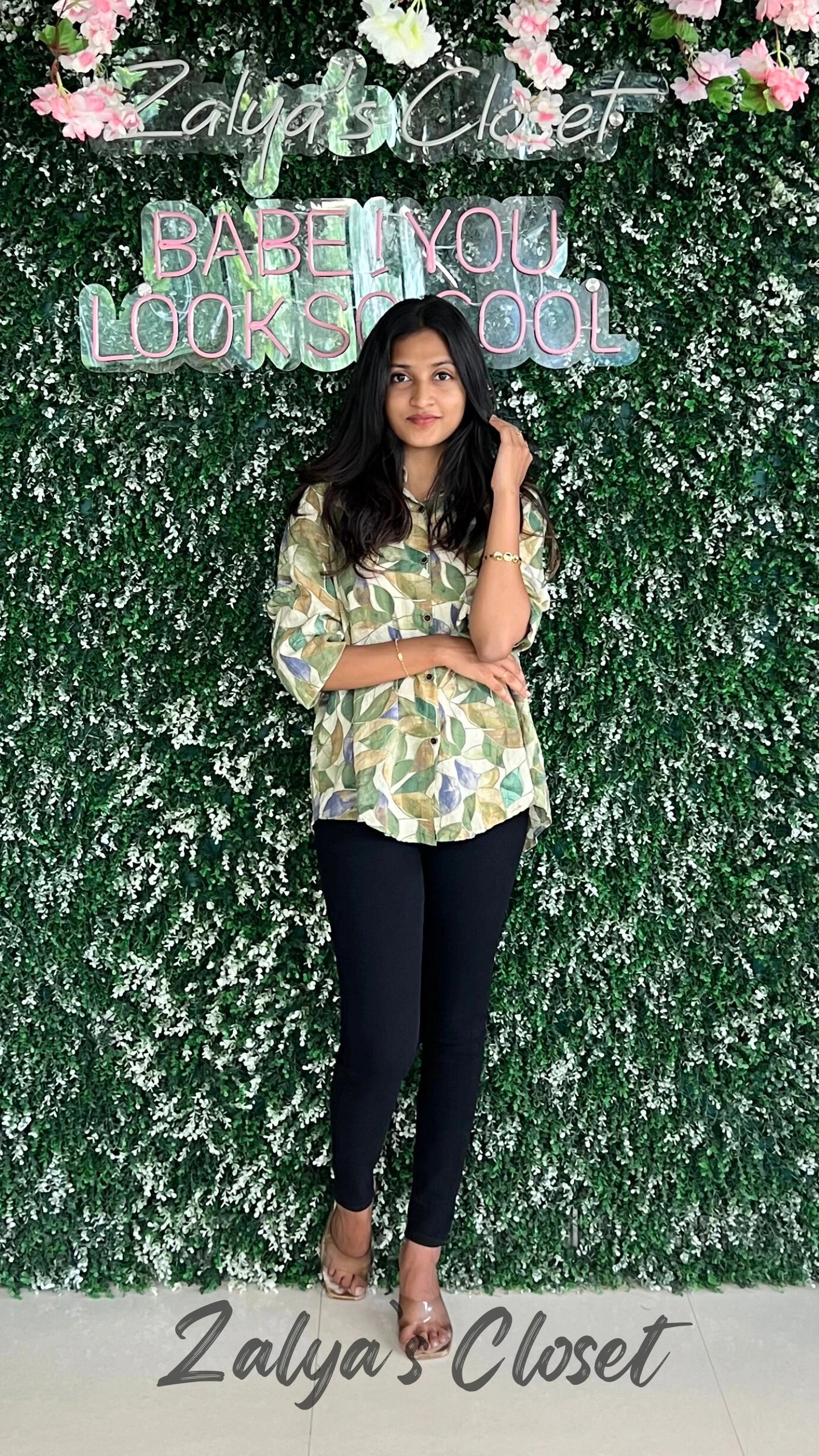 Imported Floral Printed Soft Shirts - Green image