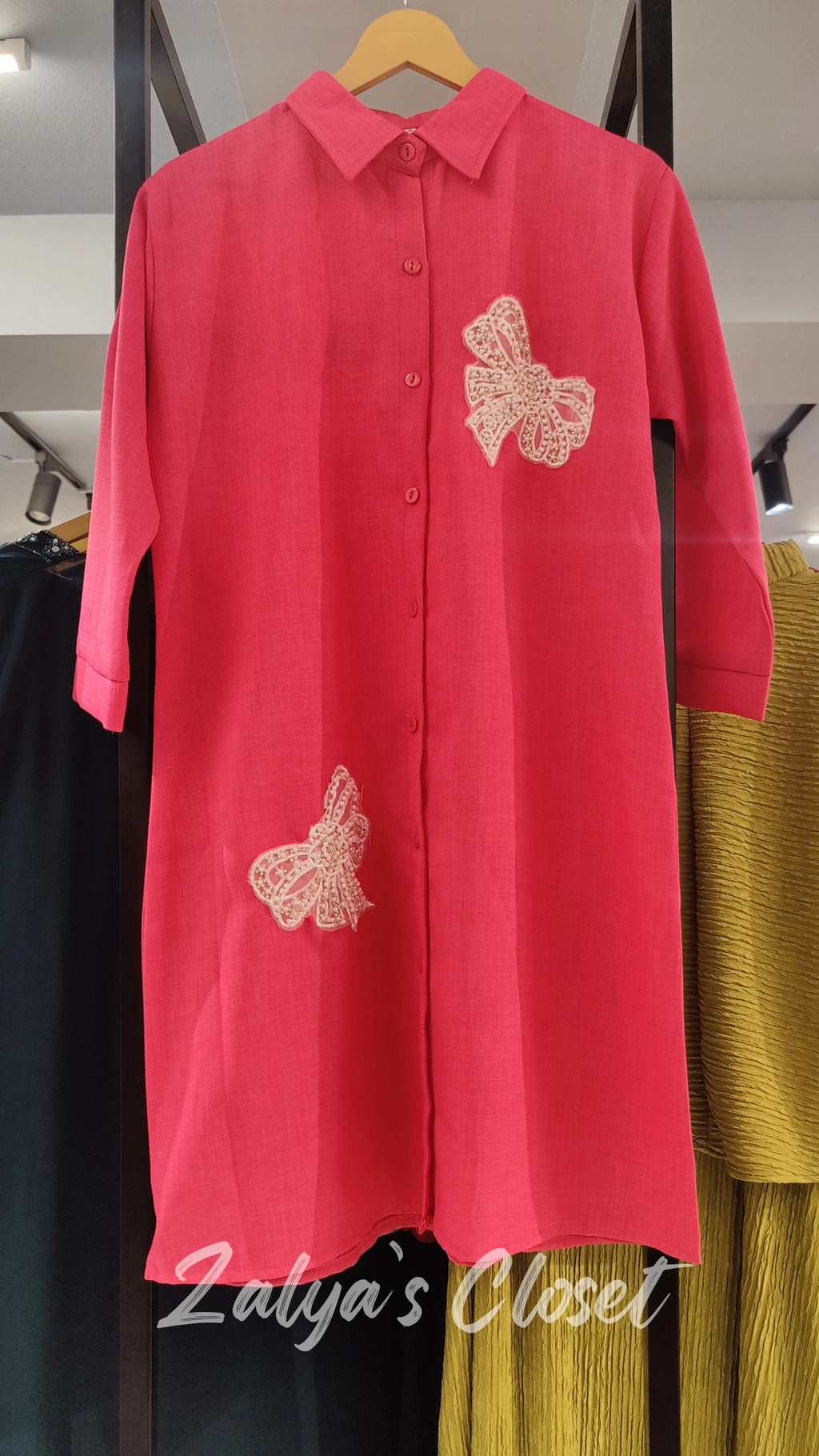 Bow Embroidered Shirt Dress image 3