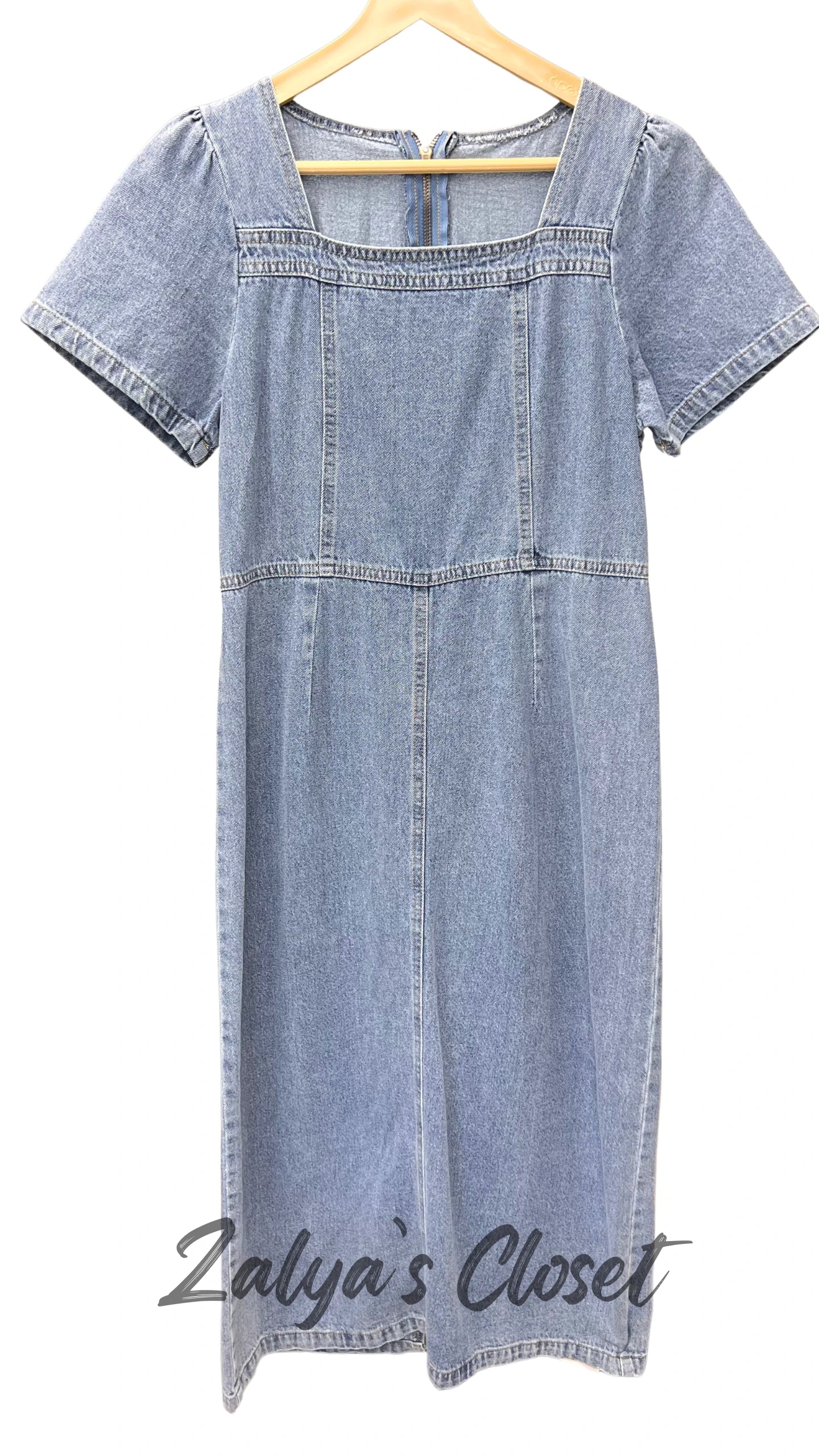 Imported Square Neck Denim Dress image 1