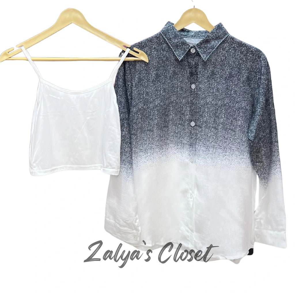 Ombre Shaded Shirts Imported - Black image