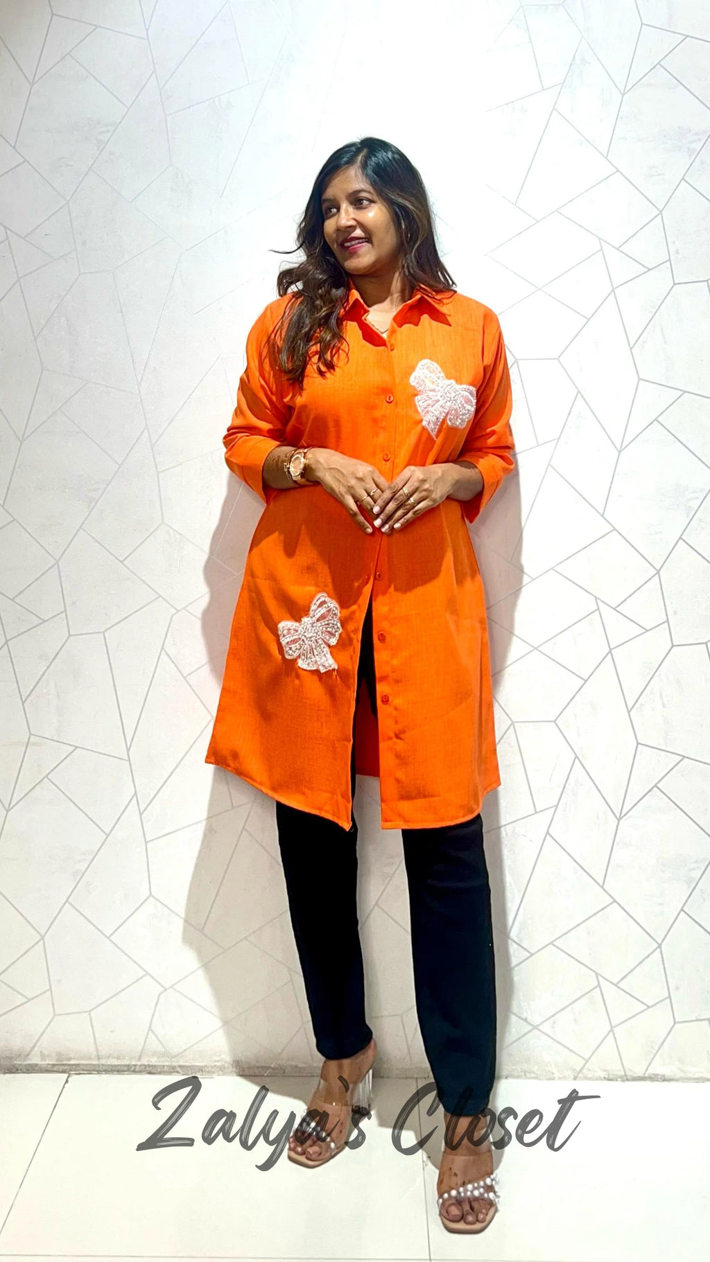 Bow Embroidered Shirt Dress image 0