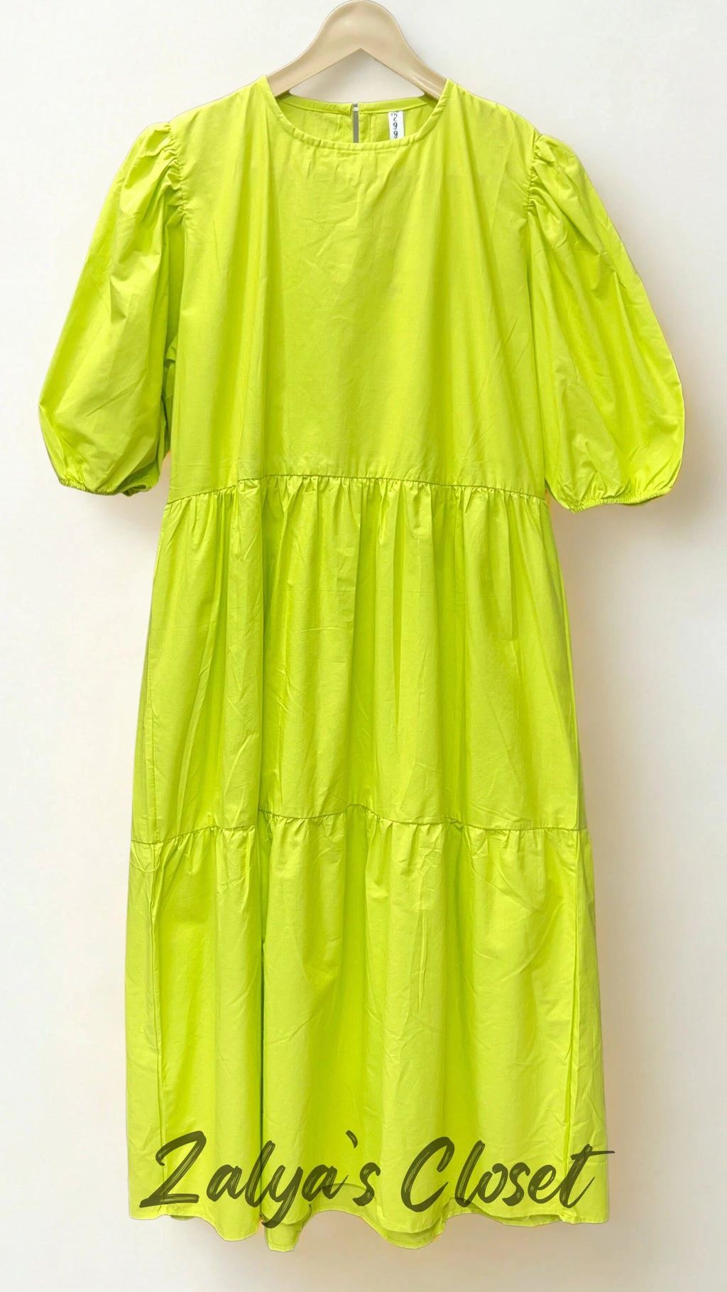 Knee Length Solid Cotton Tiered Dress image 2