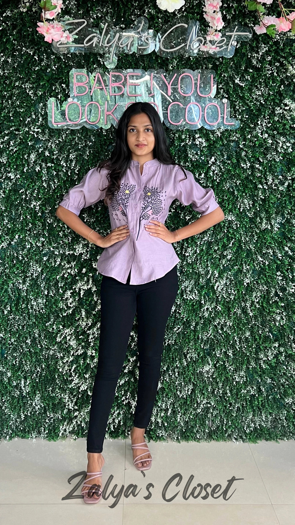 Middle Embroidered Tops - Onion Pink image