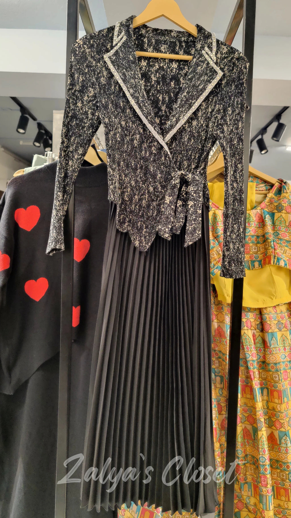 Imported Half Printed Pleated Magic Dress image 2