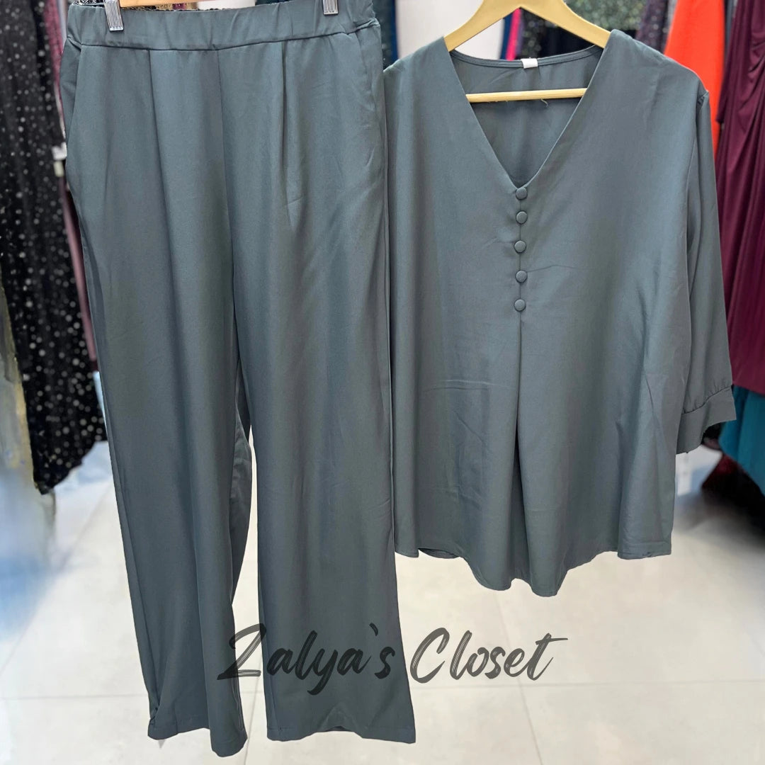 Straight Fit Pant and Solid Top Co-ord Set image 3