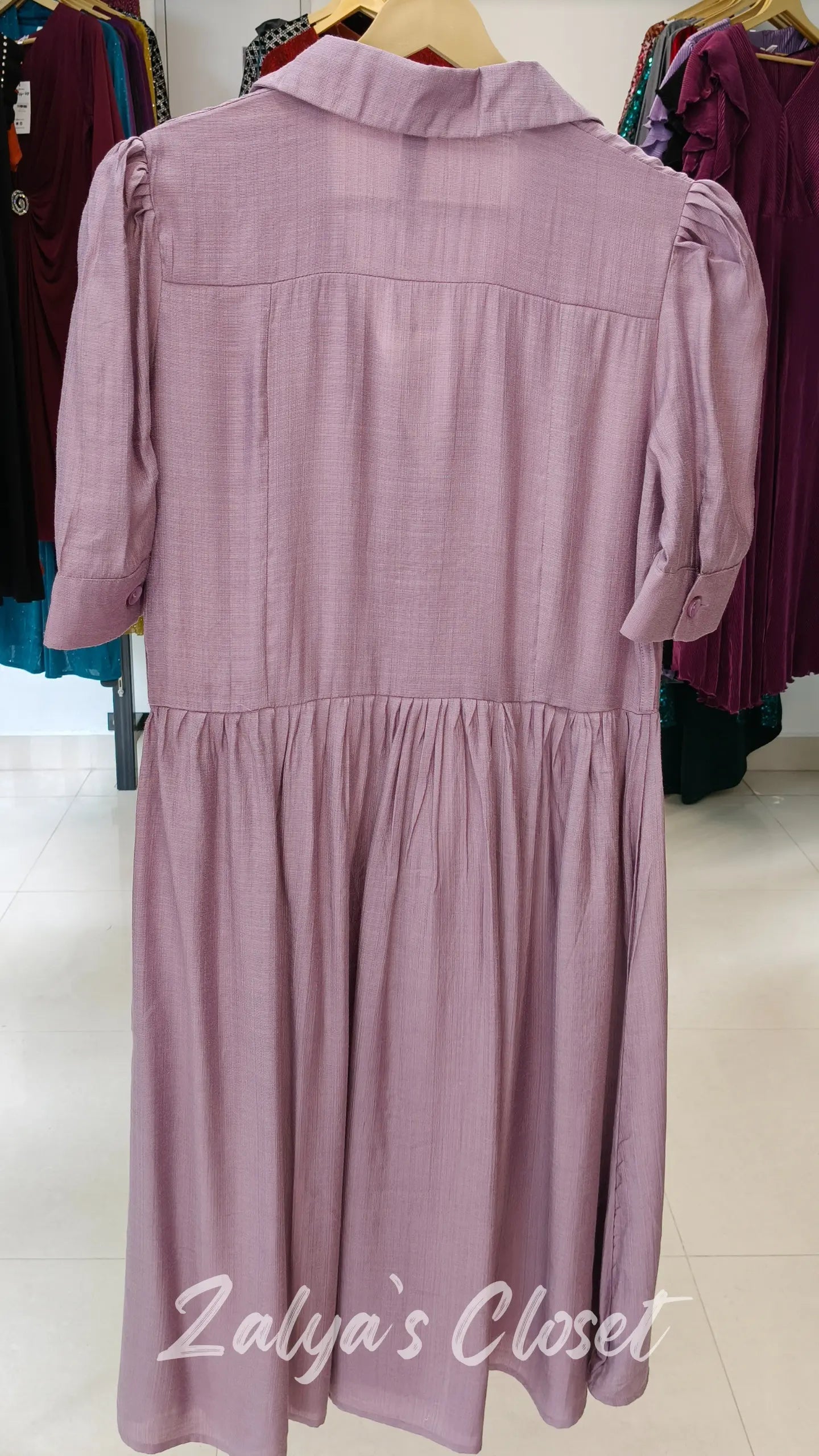 Collar Neck Cotton Puff Sleeve Dress image 3