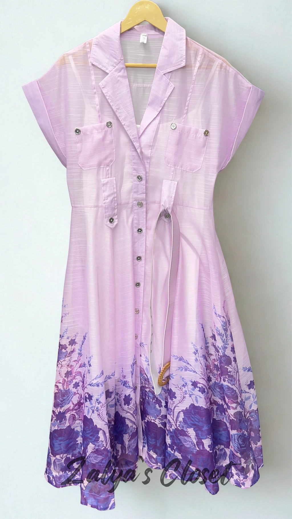 Imported Printed Dress with Inner and Belt image 7