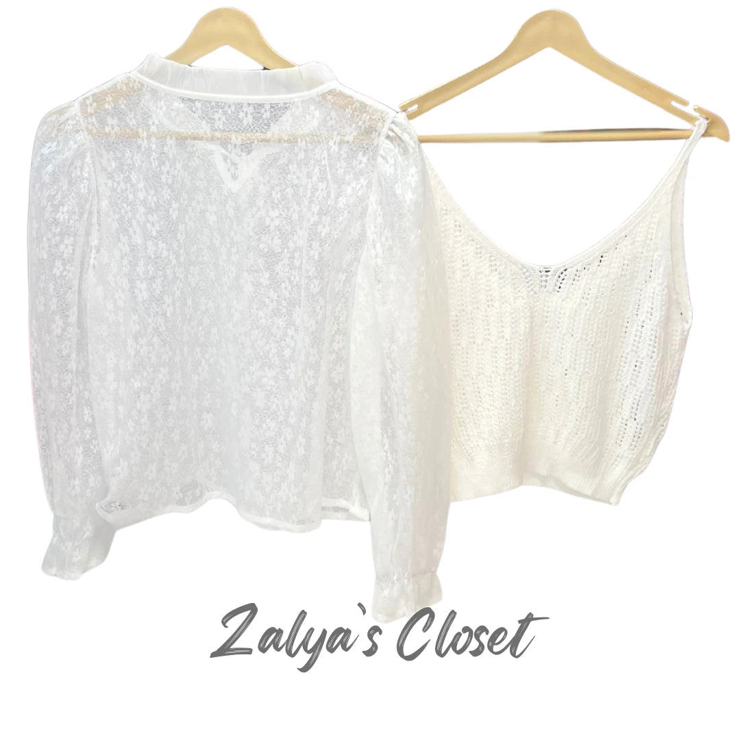 White Lace Top with Vest on Top image 5