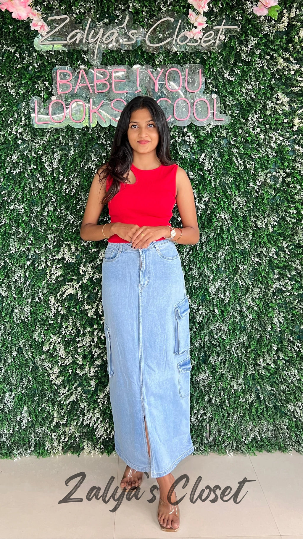 Imported Denim Cargo Style Skirt image 2