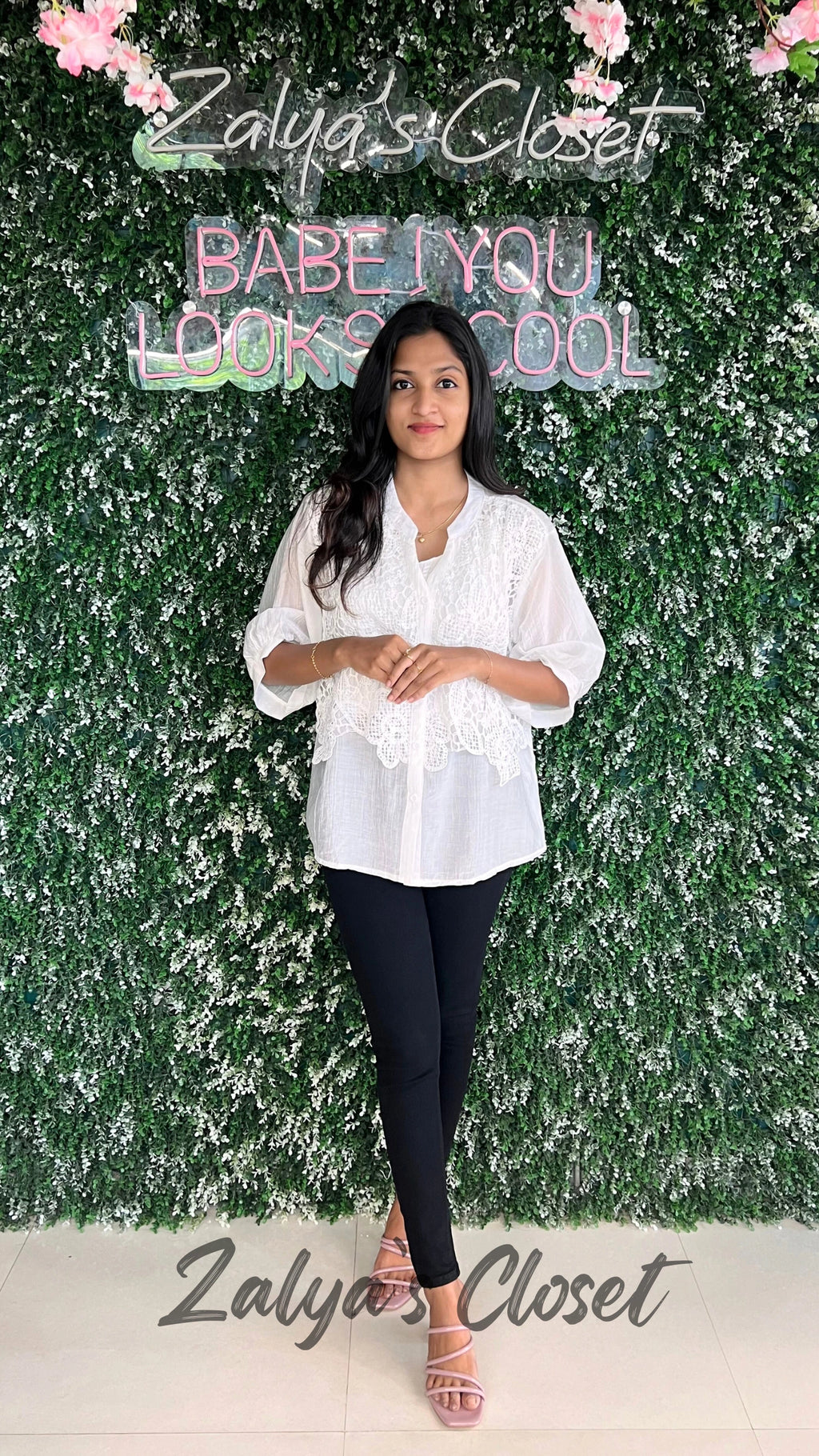 Imported Lace Work Tops - White image