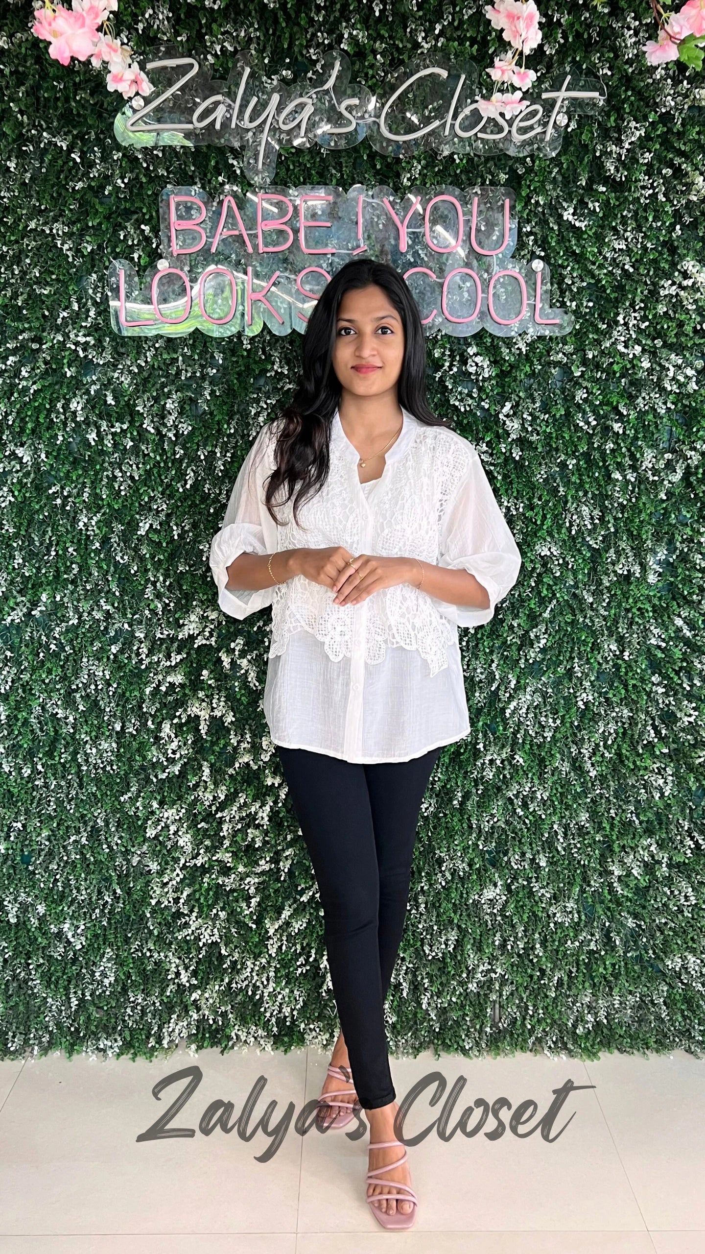 Imported Lace Work Tops - White image