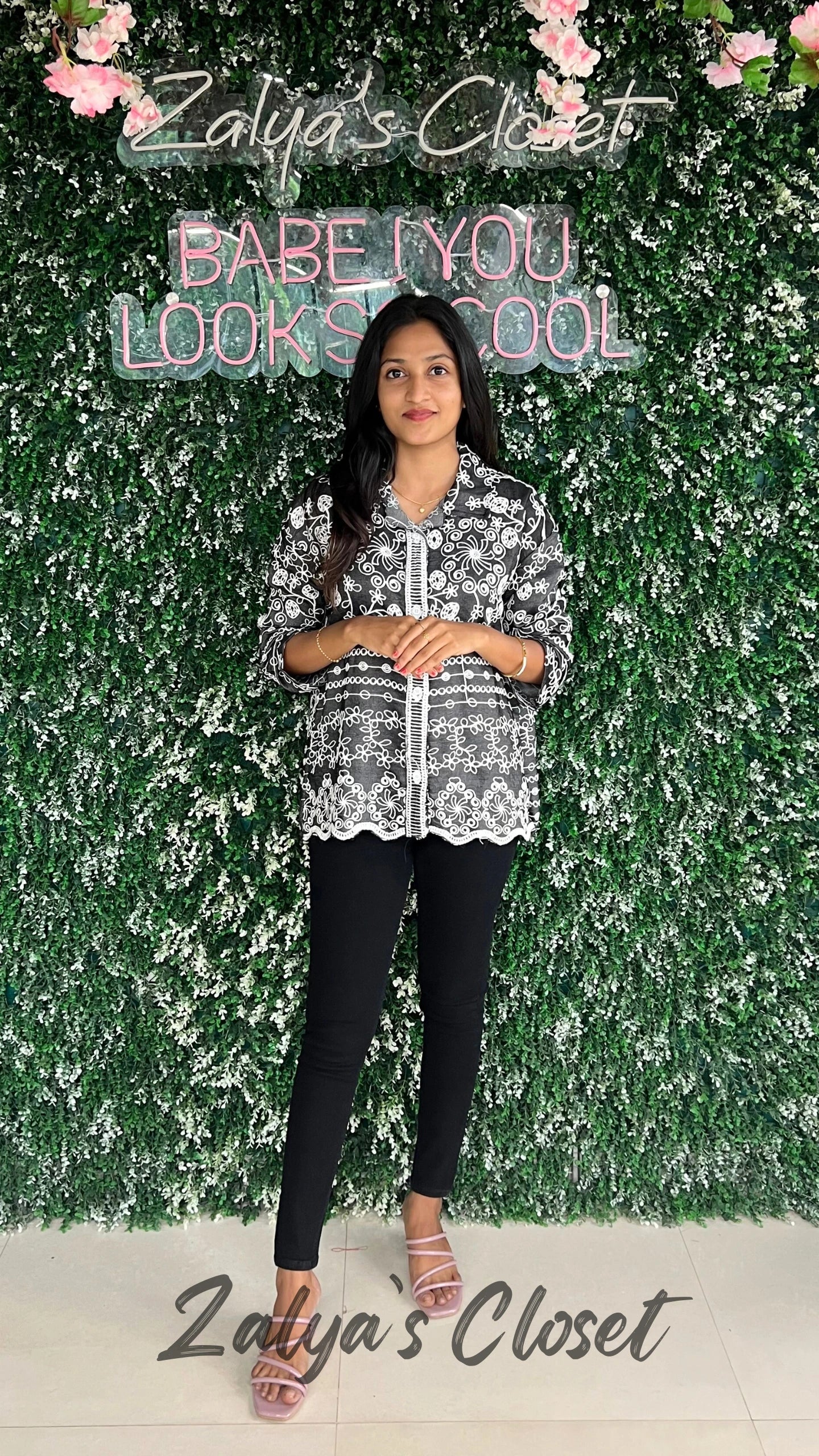 Fully Embroidered Shirt - Black image