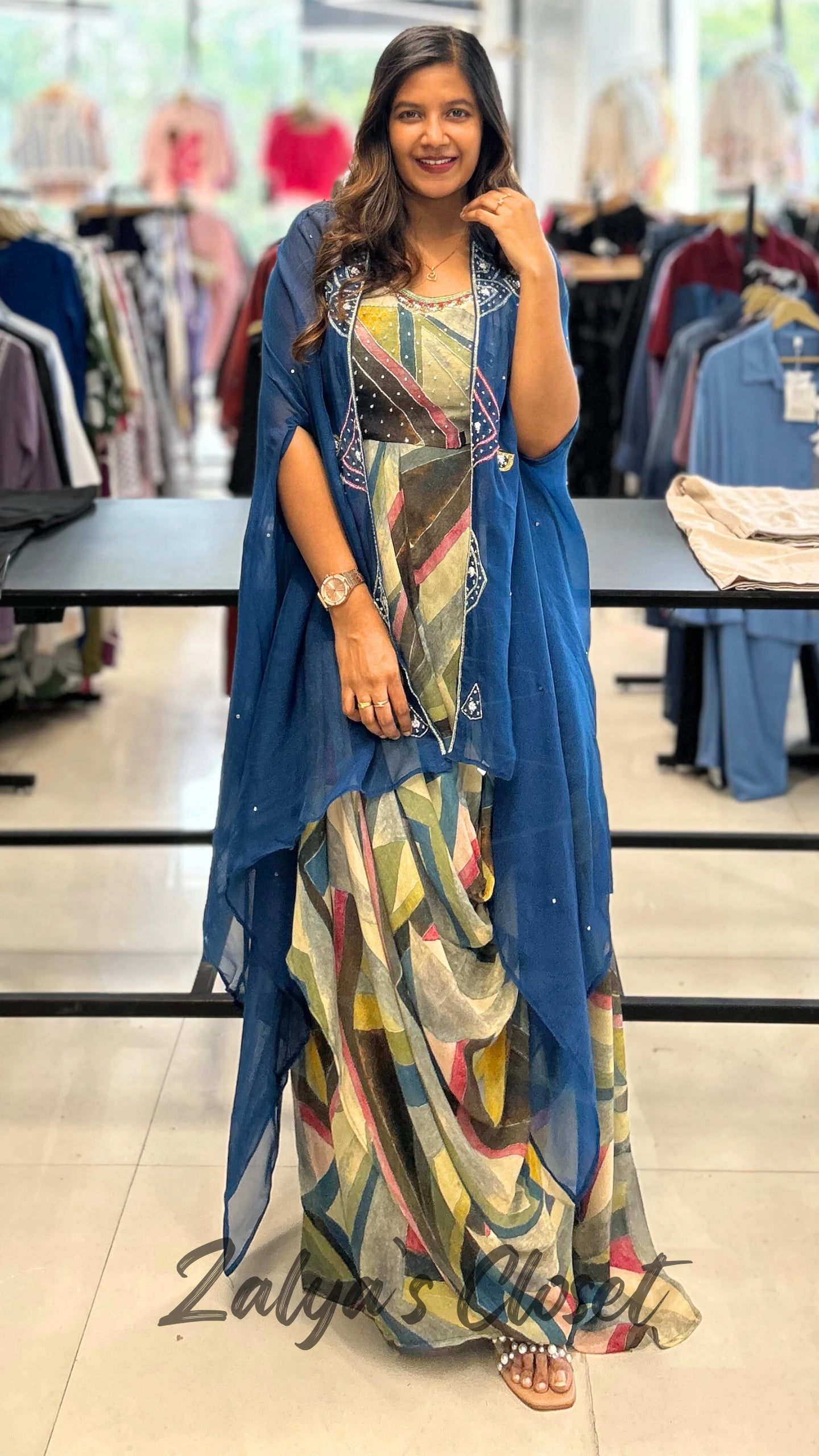 Indo Western Draped Skirt Set image 3