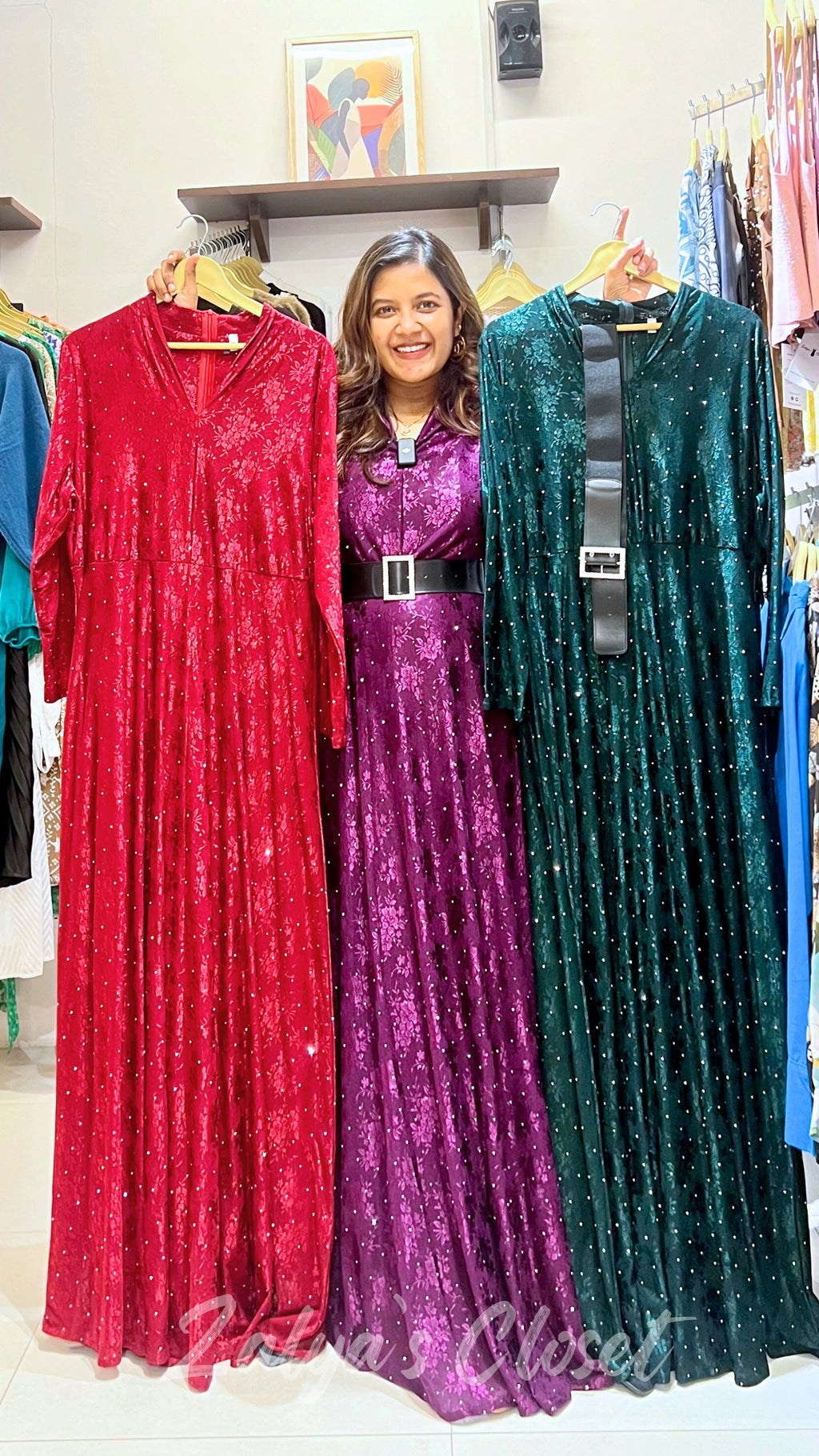 Stone Work Party Wear Gown With Belt image 3