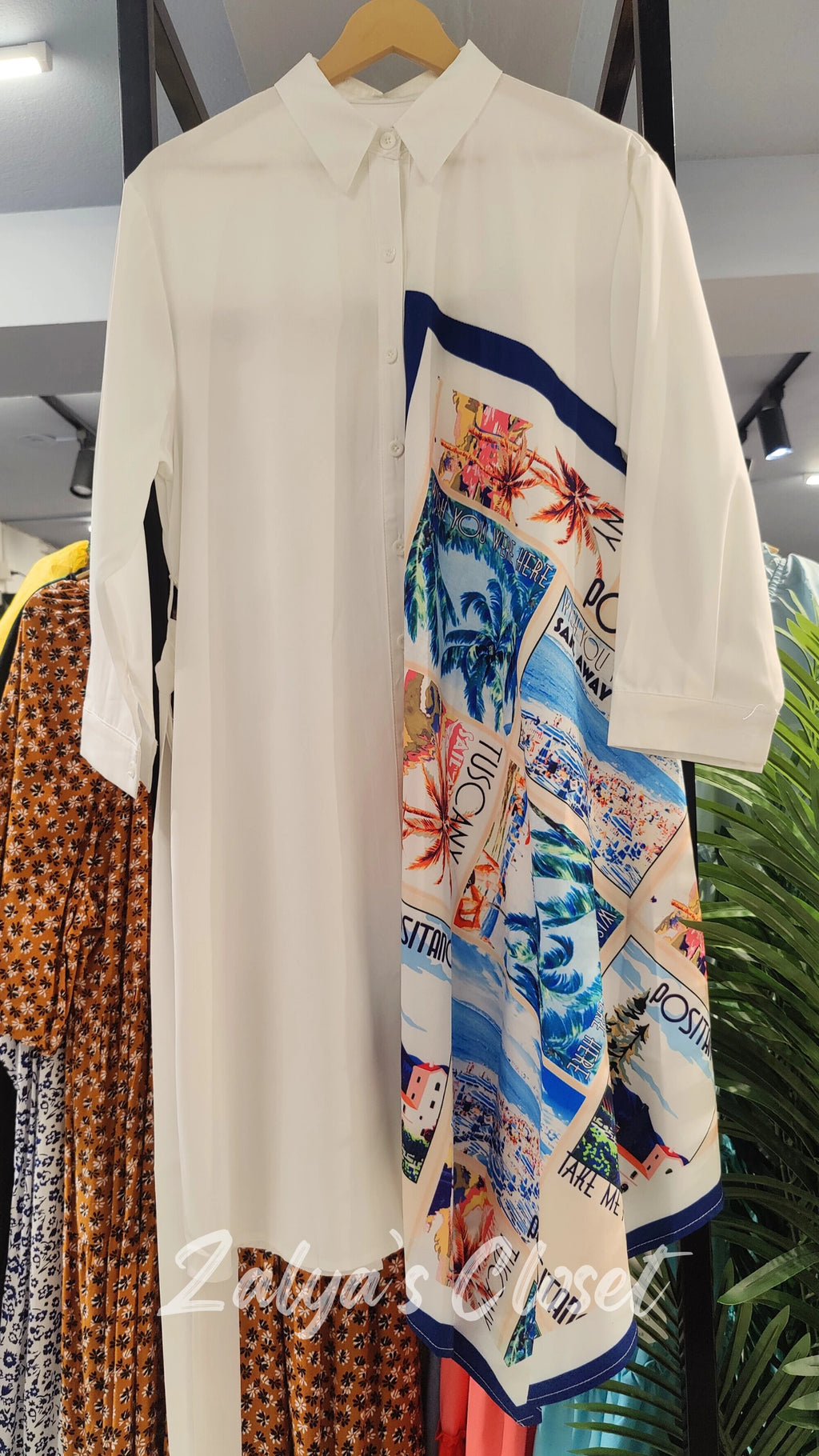 Asymmetric Long Shirt Imported - White2 image