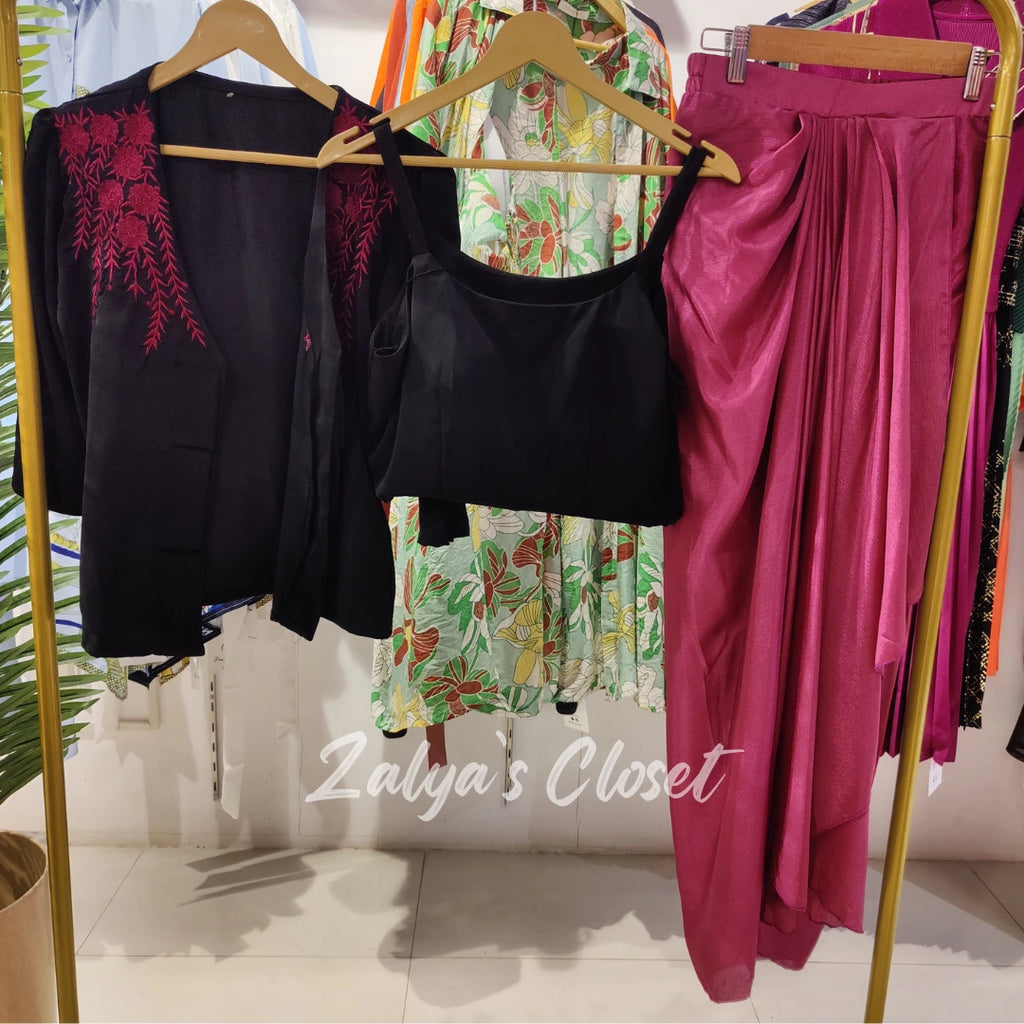 3 Pcs Cowl Skirt Indo Western Co-ord Set image 7