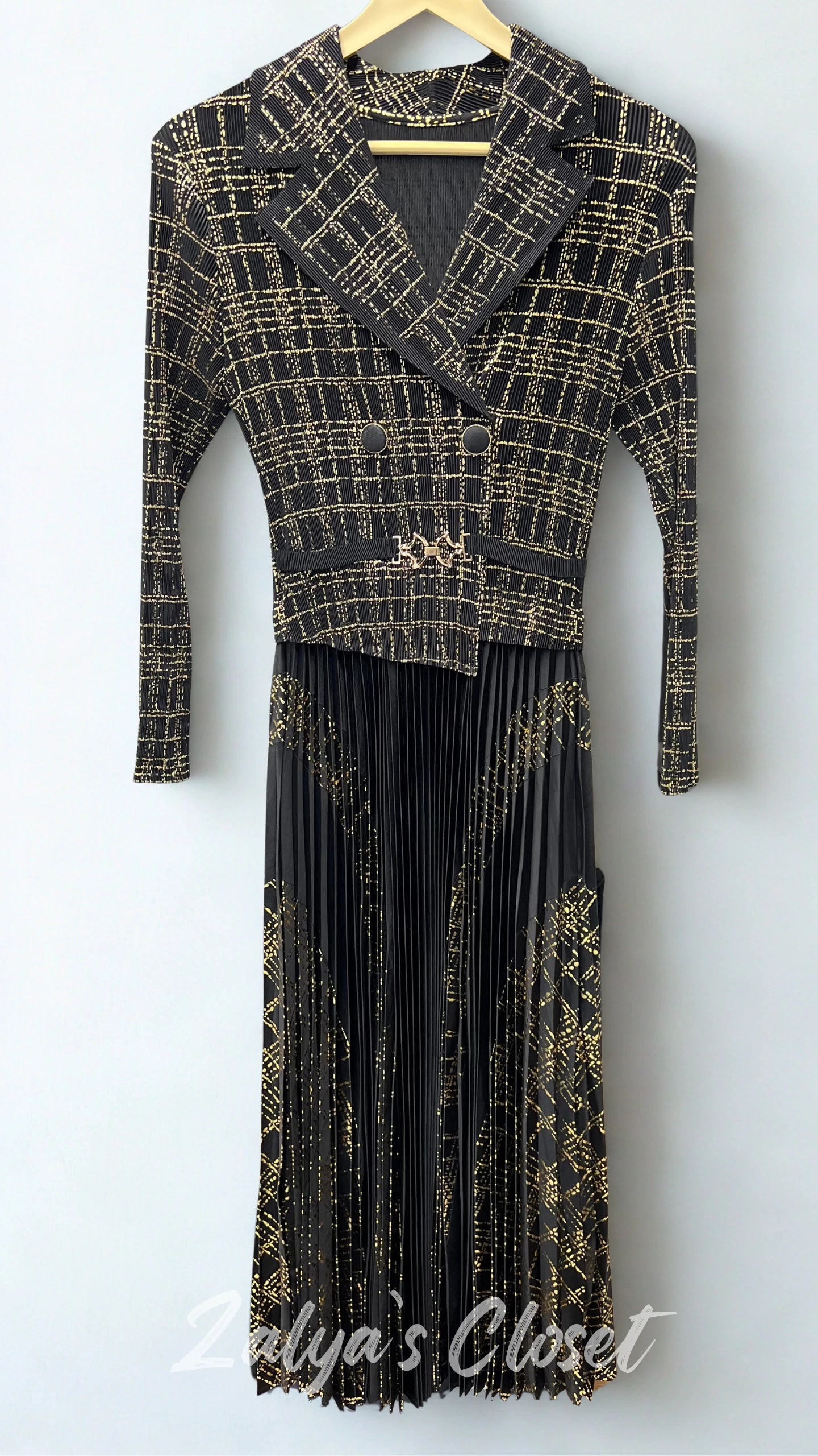 Imported Foil Printed with attached belt Magic Dress image 16